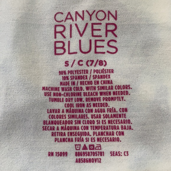 Girls 7/8 Blue + White Tie Dye Pattern Leggings - Picture 3 of 3